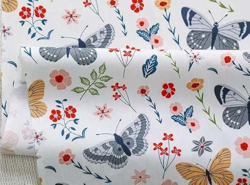 Schmetterling Blume Gitter Baumwolle Stoff DIY Nähen Kleid Patchwork Quilten Fat Quarters Material Für Baby & Kind