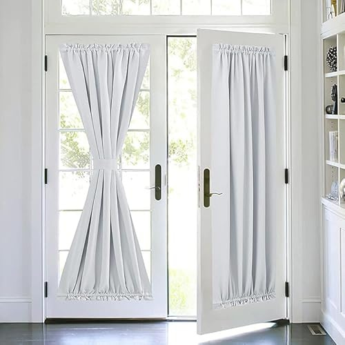 Devola Türgardine Scheibengardinen Blickdicht BxH 64x183cm Weiß 1 Stück | Modern Küchengardine Lang Taschenvorhang, French gardinen verdunkelnd für Tür Balkon Wohnzimmer Dekorativer Sichtschutz