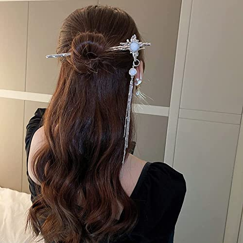 EaUso Bastoncini per Capelli d'Argento Cinese 18 cm, 1 Pezzo, Pacchetto 1, Adatto a Donne e Ragazze con Capelli Longe Spessi