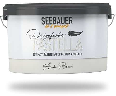 SEEBAUER diy Pastellfarbe PASTELLA Beige 2,5L (Aruba Beach) Edelmatte Wandfarbe Beige - Innenfarbe sehr hohe Deckkraft - Matt, Abwaschbar und Tropffrei