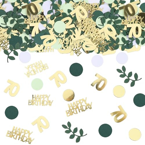 GoldRock Konfetti 70 Geburtstag Deko,200× Tischdeko 70 Geburtstag Mann Frau | Groß 70er Streudeko Geburtstag Grün Gold, 70. Geburtstage Deko Confetti,Deko 70 Geburtstage Frauen Männer,70 Jahre Dekoration