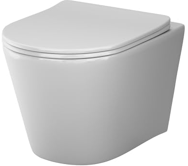 AquaSpin CPA1900SC AM.PM Spike WC suspendu sans bord de chasse d'eau avec siège de toilette suspendu sans rebord en céramique pour WC d'invités Blanc