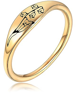 Joliernelle Geburtsblume Ring 12 Monate Personalisiertes Geschenk Edelstahl Gold Bandring