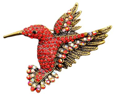 GamTelightpe Brosche Hummingbird Zirkonia glänzend Brosche für Frauen und Männer Geschenke für Neujahrstag rot, Edelstahl Strassstein