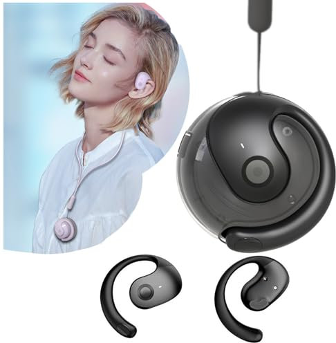 ANEFOSE Earphone Wireless Bluetooth, OWS Hanging Bluetooth 5.4 Earphones, Open Ear Headset Ball - Portable and Comfortable, HiFi Stereo Sound Headphones Noise Cancelling Running Sport (Black)