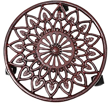 WYRMB Rollender Pflanzenständer für drinnen und draußen, robuster Pflanzenwagen aus Gusseisen mit Rädern, 11-Zoll-Blumentopfständer mit Rädern
