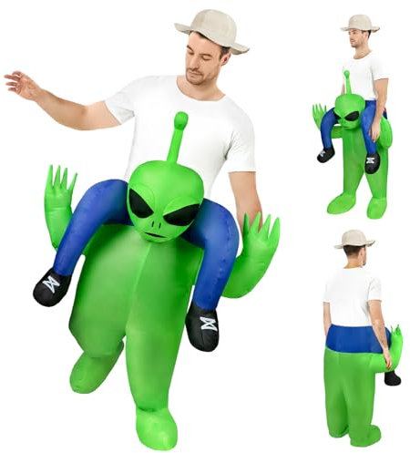 AYBUY Déguisement Gonflable Extraterrestre, Adulte Gonflable Extraterrestre Vert Costume Drôle Blow Up Costume Cosplay pour Fête Carnaval Fancy Dress Cosplay Outfit Costume Fête d'Halloween