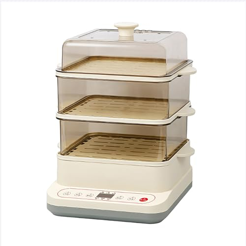 Yiustldd Vaporizador de Alimentos Multifuncional de 24L/vaporizador de Verduras de 3 Niveles con Temporizador para una cocción rápida y simultánea, sin BPA