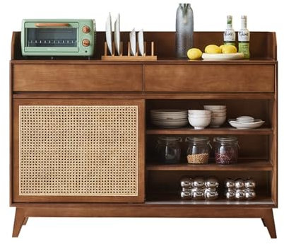 XXAezr Sideboard Küche Sideboard aus massivem Rattan, Sideboard aus Eschenholz, for den Eingangsbereich, Doppeltür, Aufbewahrungsschrank Sideboard
