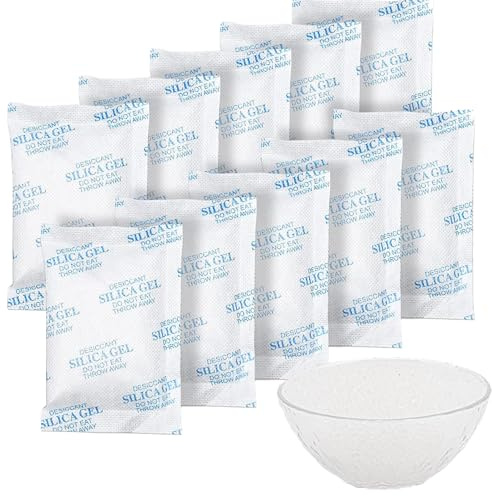 Caiyloxn Sacchetti in gel di silice 20 pezzi gel di silice essiccante 20 g di qualità alimentare deumidificatore assorbente