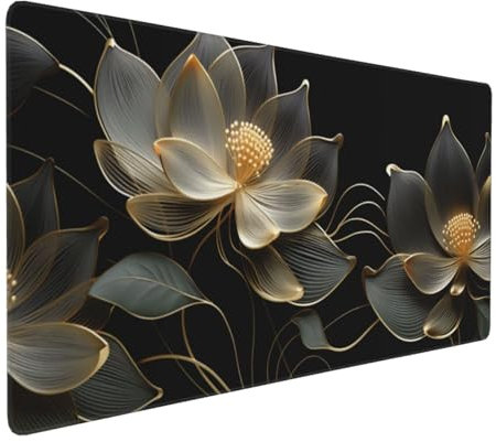 Gaming Mauspad XXL Blume Mousepad 1000x500x4mm Einfach Verlängertes Mauspad Schreibtischauflage,Genähte Kanten Mauspad,Verbessert Präzision und Geschwindigkeit Wasserdicht Geeignet für Büro und Spiele