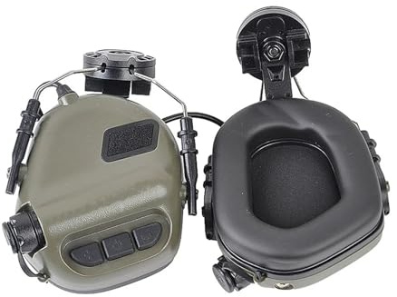 ZFFOZZ Helmet-Mounted Tactical Communication Headset Ear Protection Earmuffs for Shooting and Outdoor Activities (NO Noise-Canceling) with Microphone, Sound Amplification(Green)