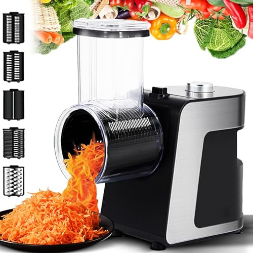 Cortadora De Verduras EléCtrica, Con 5 Conos Intercambiables Para Queso, Pepino, Frutas, Verduras, Quesos, MáQuina Para Hacer Ensaladas MúLtiples, Trituradora De