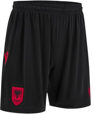 Macron Spielshorts für Erwachsene Albanien FSHF, Schwarz , XL