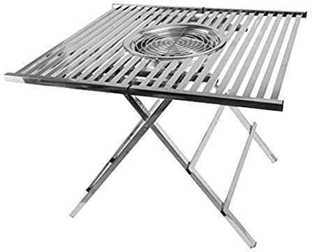 Barbecue Portatile in Acciaio Inox Quadrato Pieghevole Portatile a carbonella Leggero da Tavolo per Esterno Cortile Patio Picnic Parco, 31,5 × 3,15 × 24,4 Utensili per Barbecue per Barbecue