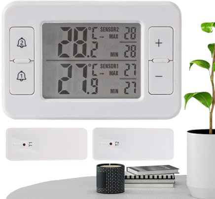 Sensore di Temperatura per Frigoriferi | Termometro Wireless Digitale Elettronico Per Congelatore,Strumento Cucina Con Allarme Per Appartamento Dormitorio Interno Esterno