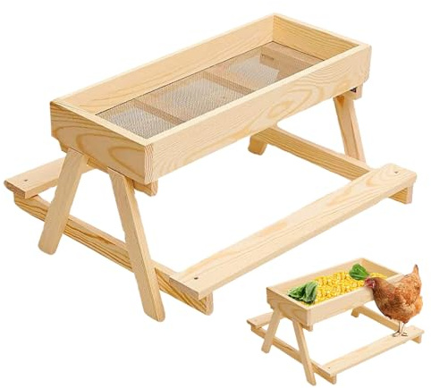 Tavolo per l'alimentazione di polli da esterno - Robusto supporto per l'alimentazione del legno, la piattaforma a rete rialzata mantiene l'alimentazione, distributore di cibo | Tacchini perfetti