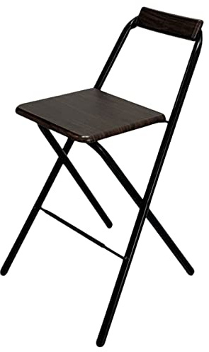 Tabouret de bar en noyer de 61 cm avec dossier et repose-pieds - Chaise haute portable pour salle à manger et divertissement