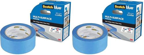ScotchBlue Ruban de masquage multi-surfaces de qualité supérieure, 48 mm x 41 m, 1 rouleau/paquet – Ruban adhésif bleu Scotch pour peinture et décoration, intérieur et extérieur, adhère bien, 70%