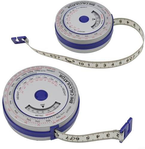 ZAMETTER Lot de 2 rubans à mesurer rétractables de 200 cm pour l'IMC et l'indice de masse corporelle et le suivi de fitness Bleu