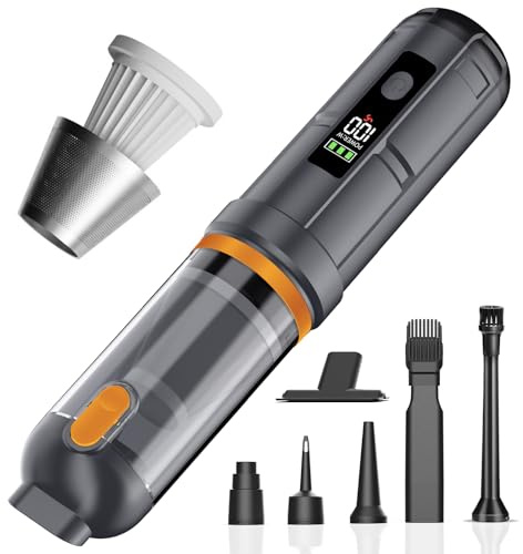 Car Vacuum Cleaner 24000Pa, 4-in-1 Cordless Handheld Vacuum 3 Suction Modes | Mini Car Vacuum Type-C Charge Portable Small Vacuum with One-Touch Cleaning for Home Office Desk Keyboards Pet