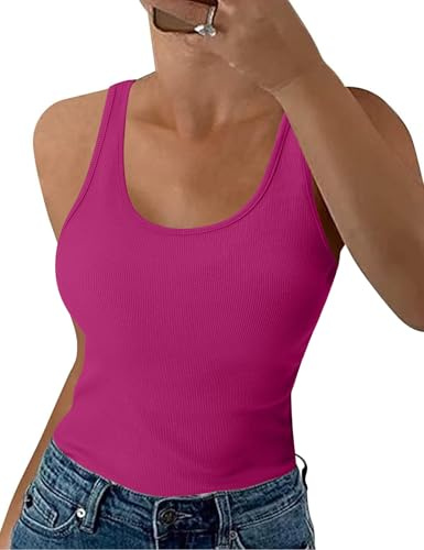 Aottori Canotta Donna Girocollo Spalla Larga Estiva | Canottiera Slim Fit, Basic Tops, Aderente Elasticizzato, Sottogiacca Senza Maniche, Tanktop Elegante Casual