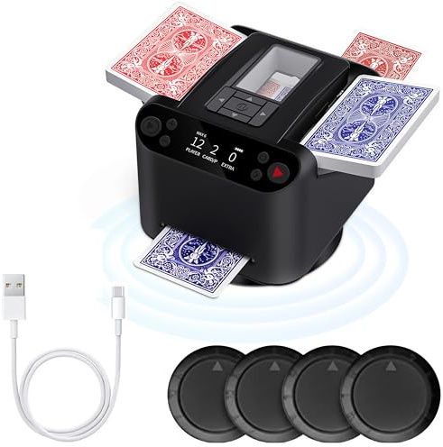 ShopWise Automatisk Kortblandare med Utdelningsfunktion | Uppladdningsbar via USB, Elektrisk Kortblandare för Poker och Kortspel | Enkel Användning, Kompakt och Bärbar
