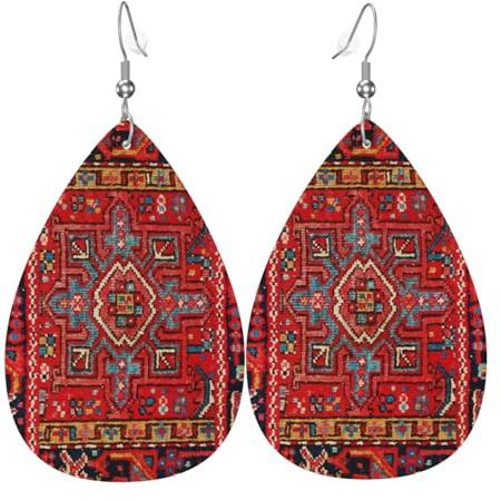 Orecchini Da Donna Pelle Sintetica Farsi Rug Design Accessories Teardrop Leather Dangle Earrings Design Di Fascia Alta Per Per Le Donne Ragazze Adatti Per L'Uso Quotidiano