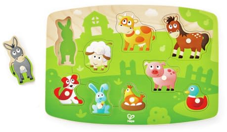 Hape E1408 Farmyard Animal Wooden Peg Puzzle - Educational Toy