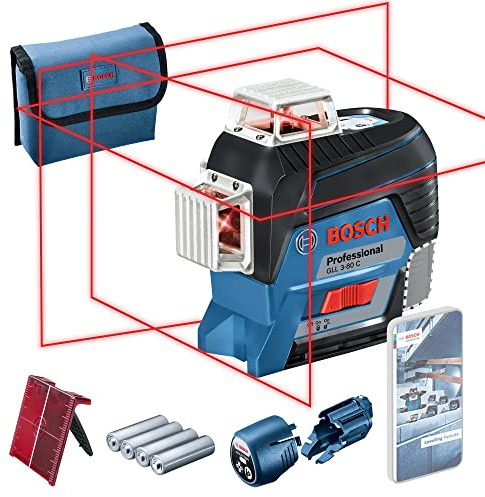 Bosch Professional Linienlaser GLL 3-80 C (m. App-Funktion, max. Arbeitsbereich: 30 m, 1x Akku 12V, in L-BOXX)
