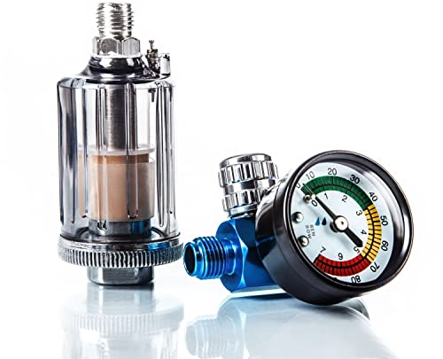 BenBow Régulateur de Pression d'air avec manomètre et séparateur Huile/Eau - Filtre pour Pistolets de Peinture