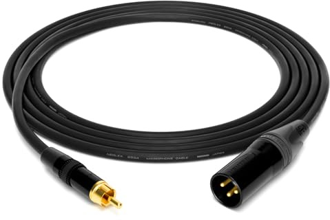 enoaudio Mogami 2534 Quad Professionel Studio Kabel | Neutrik Gold Cinch RCA - XLR male | HiFi, Black, 5.0 m