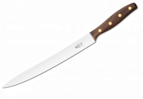 Windmühlenmesser Fleisch- und Filiermesser - K6M - rostfreier Edelstahl, Klinge: 23 cm Farbe Walnussholz mit Messingnieten