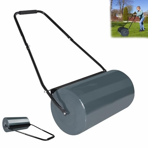 Aufun Rullo da Giardin Rullo per Prato da Giardino, Larghezza Rullo 57 cm, Diametro 32 cm, capacità 46 L Rullo Compressore - Blu