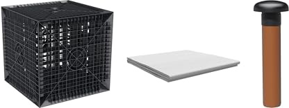 Regenwasser Versickerung Set 205 L (Sickerwürfel inkl. Geotextil + Be-/Entlüfter mit 50cm KG-Rohr DN 110)