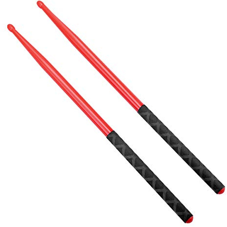 5A Nylon Drum Sticks for Drum Set Lightweight Durable Plastic Exercise ANTI-SLIP Handles Drumsticks Musical Instrument Percussion Accessories Red