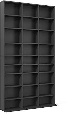 Vicco CD-Regal Jukebox, Blu ray Aufbewahrung, Schwarz, 102 x 178 cm