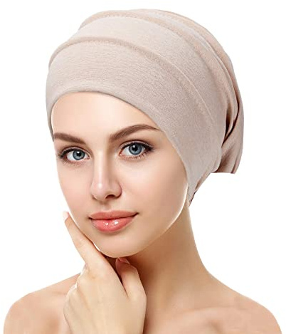 VUCDXOP Damen Turban Elastisch Bandana Kopftuch Sommer Hut Chemo Kopfbedeckungen Headwear Muslim Kopftuch Turban Mütze Beanie Kopf Schal Hut