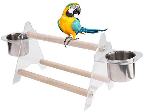 Vogel Sitzstange Papagei Spielplatz Vogelspielplatz Vögel Futternapf mit Speisen Feeder für Papagei Ara African Greys Wellensittiche Sittiche Nymphensittiche