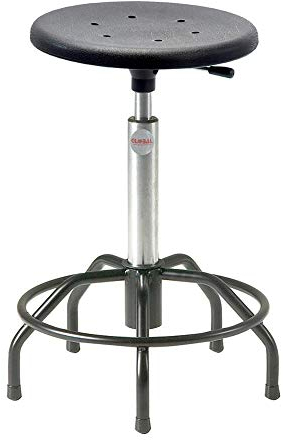 Arbeitshocker Stehhilfe, 54-73 cm Sitzhöhe, Spinnenfuß, Fußring, schwarz