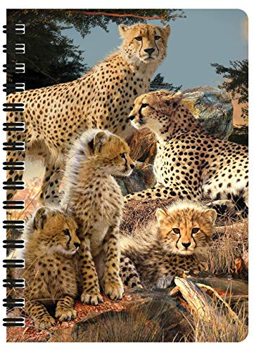 3D LiveLife Jotter - Gepardens Klan från Deluxebase. Linskulär 3D Stor Katt A6 Spiralbok med vanligt återvunnet papper. Konstverk licensierat från den kända konstnären David Penfound.