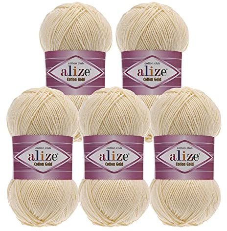 5 x 100g Strickgarn Alize Cotton Gold Uni Klassikgarn Häkelgarn Strick-Wolle Farbwahl