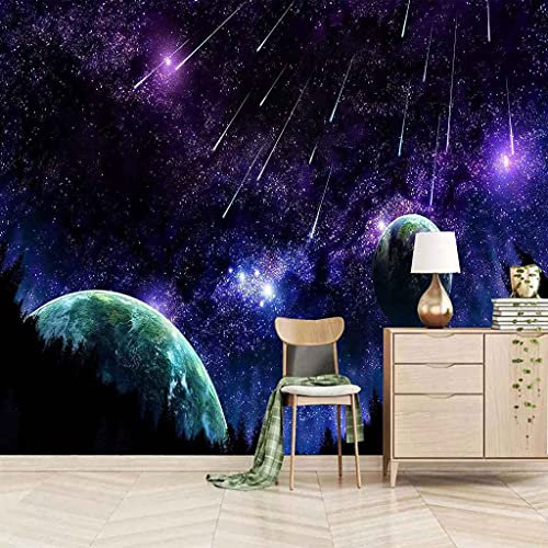 FVGKYS Wandbilder Schlafzimmer Erwachsene Kinder Tapete Plakate 3D Lila Himmel Meteorschauer Selbstklebend Wandgemälde Wandtattoo Kunst Dekoration Für Wohnzimmer Küche Wanddekoration 200x150cm