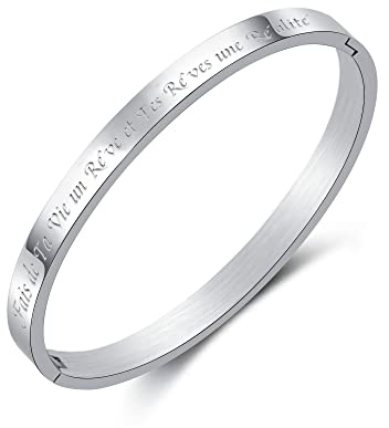 AFSTALR Bracelets Fin en Acier Inoxydable Message Bracelet pour Femme d’Inspiration d'amitié en Or Bracelet Jonc pour Meilleur Ami…