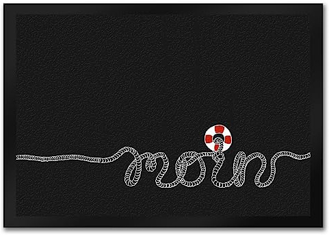 speecheese Fußmatte in 35x50 cm mit Moin-Schriftzug und Rettungsring Dekoration Maritime Geschenkidee Norddeutschland Friesland Deutsches Meer Plattdeutsch Gruß Willkommen