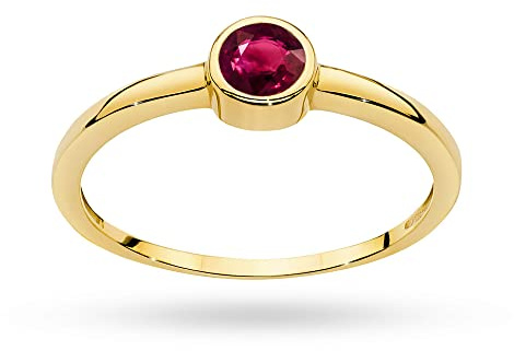 MARKO Klassischer Damenring aus Gold mit Rubin 0,30 Karat, 14 Karat Gold (585) | Goldring mit Box | Goldring für Frauen