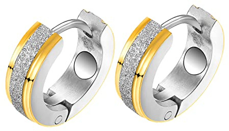 TRINITIX Diamantenstaub Elegante Design Magnet Energie Creolen Bicolor medizinischer Edelstahl nickelfrei allergiefrei Magnetix Vintage Fashion Magnetschmuck 4you TRX 1206P Ø 14 mm
