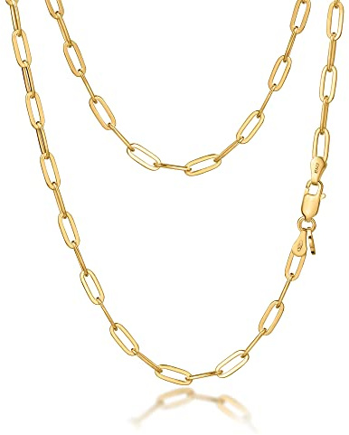 Amberta Damen Büroklammer Halskette aus 925 Sterling Silber: 18K Vergoldet 3.6 mm 40 cm/16 inch
