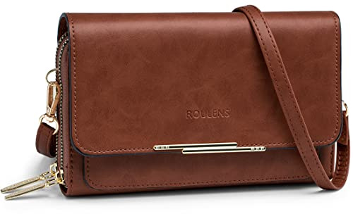 Roulens Klein Handy Umhängetasche,Damen Kleine Umhängetasche, Veganes Leder Crossbody Schultertasche Reisepass Handytasche mit Kartenschlitz Verstellbar Abnehmbar Schultergurt
