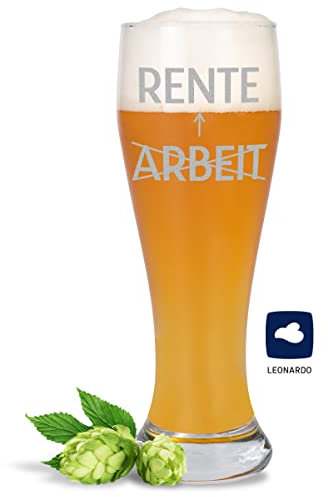 JUNIWORDS Weizenbierglas mit Gravur, Rente, Arbeit, Bierglas (1007809)